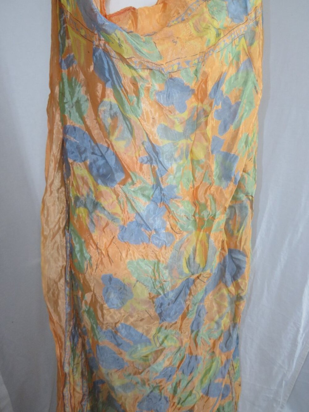 Vintage Y2K Oversized Silk Scarf | 43"x63" Floral Boho Shawl Wrap | Cottagecore